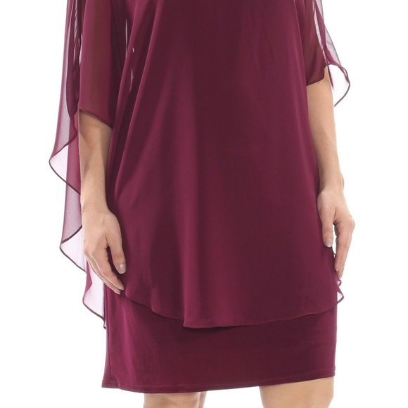 Xscape Chiffon Beaded Women's Plus Shift Dress Pur - Picture 3 of 4